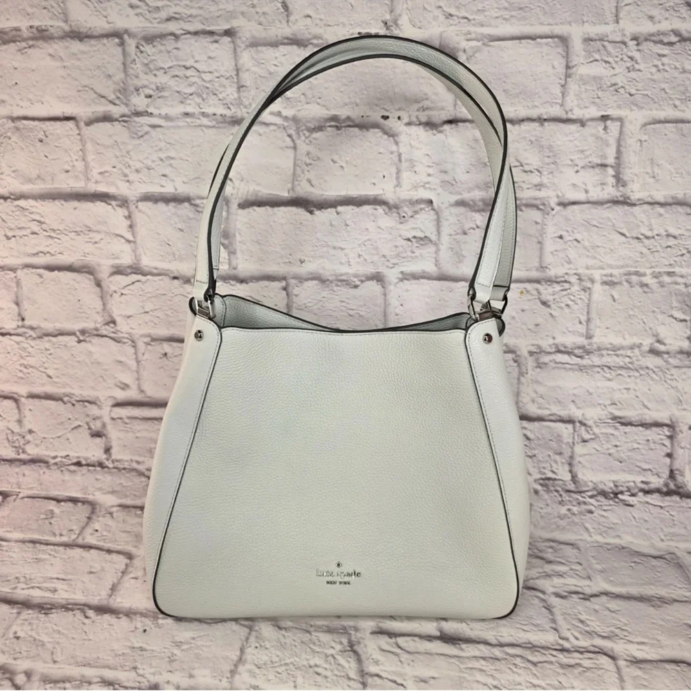 Kate Spade Leila Triple Medium Compartment Leather Shoulder Purse Lime Sherbert